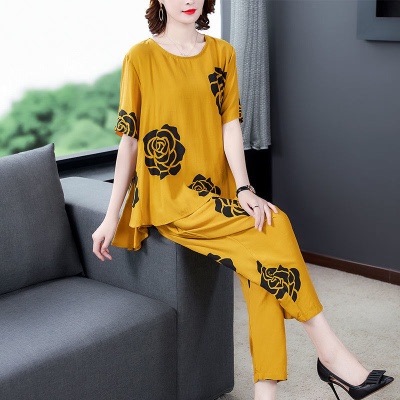 Fashion Half Sleeve Plus Size Casual Suit Two-piece Harem Pants