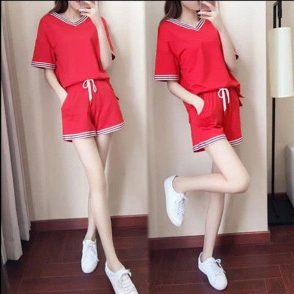 M-4XL Large Size Korean Loose Casual Sportswear Suit Fashion Women's Summer Short Sleeve Shorts Two-