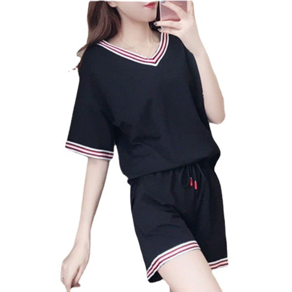M-4XL Large Size Korean Loose Casual Sportswear Suit Fashion Women's Summer Short Sleeve Shorts Two-