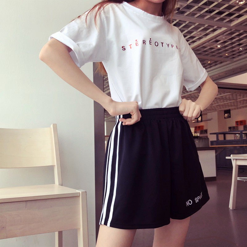 Shorts Women Causal Workout Waistband Wide-leg Shorts