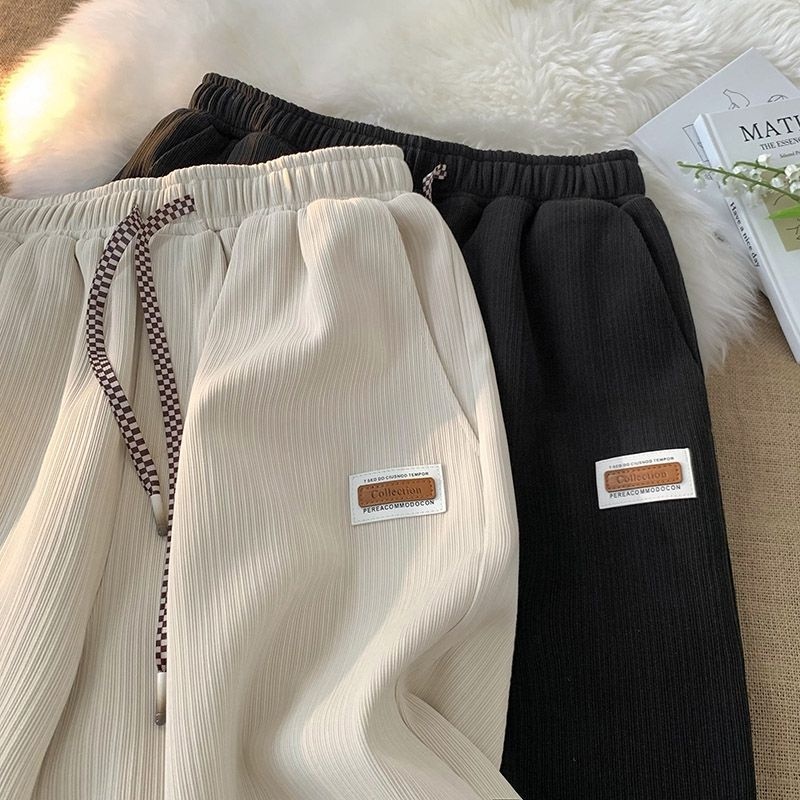 Summer Pleated Solid Color Fresh Casual Shorts Women's Loose Thin Home Drawstring Drop Trendy Straig