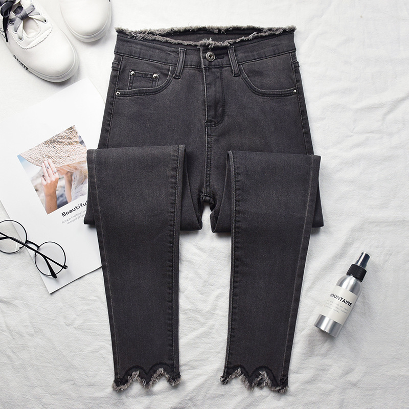 new style blue black gray denim ladies pencil pant