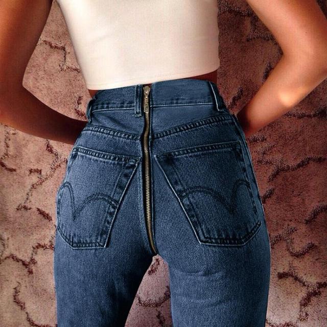 Fashion quality women zipper back pocket jeans was