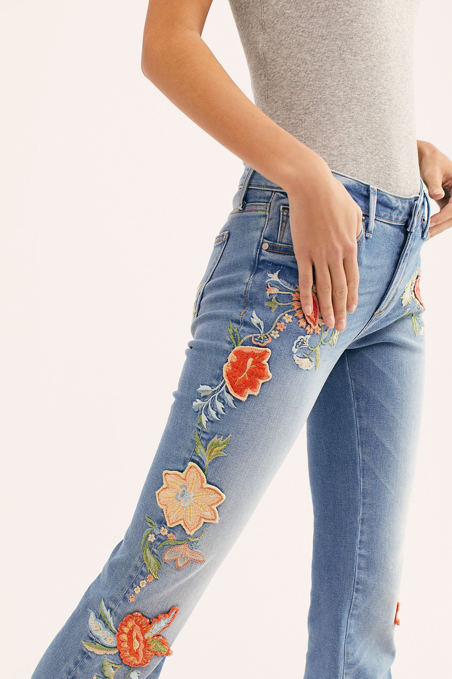 jeans women flared jean mujer embroidered pants fo