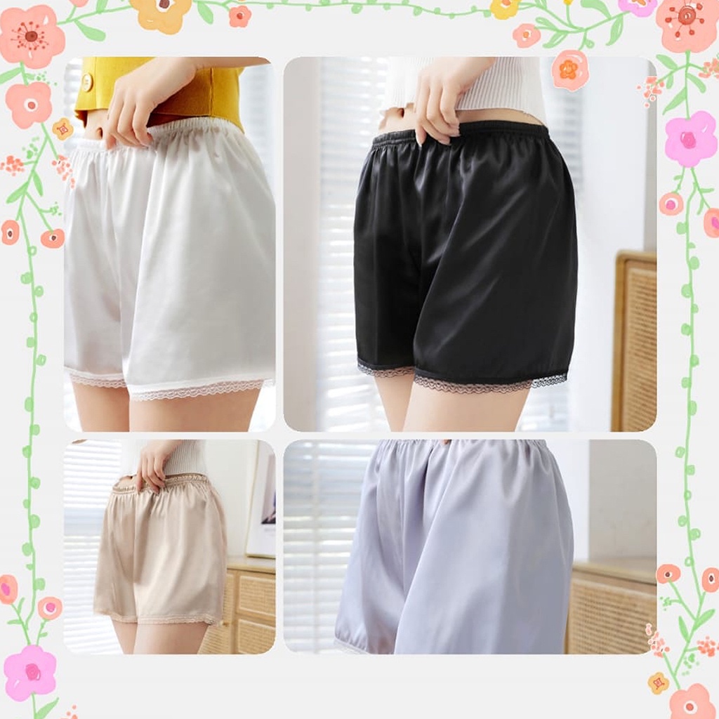 C017 Breathable Satin Pants Women Sexy Shorts Pants Women Seluar Dalam Sleeping Pants