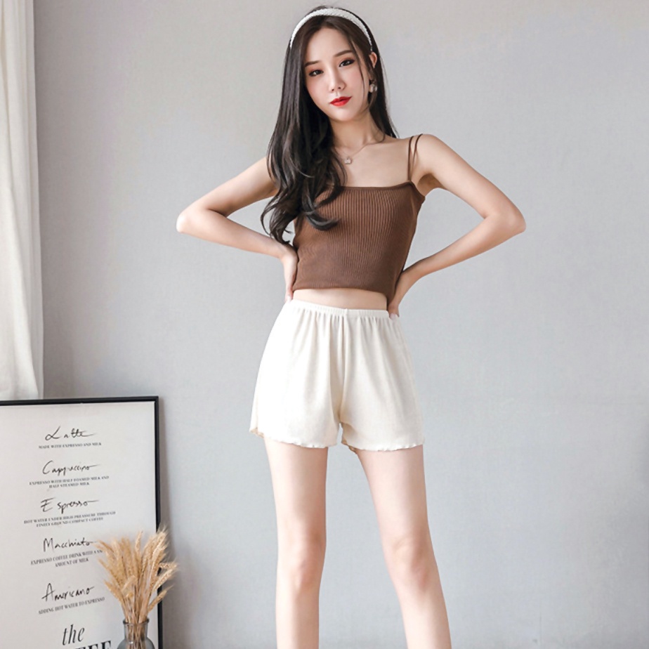 C016 High Quality Short Pants Women Ice Silk Safety Pants Seluar Pendek Wanita Seluar Tidur