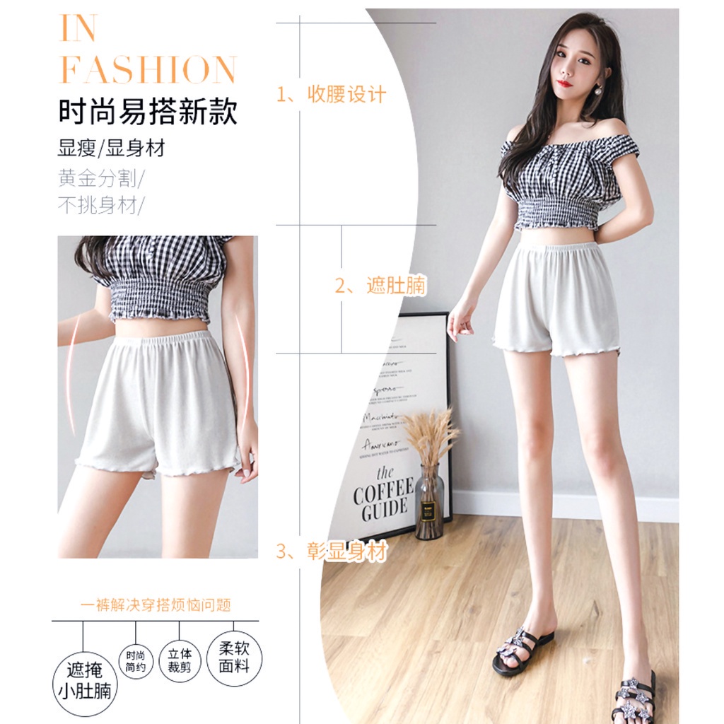 C016 High Quality Short Pants Women Ice Silk Safety Pants Seluar Pendek Wanita Seluar Tidur