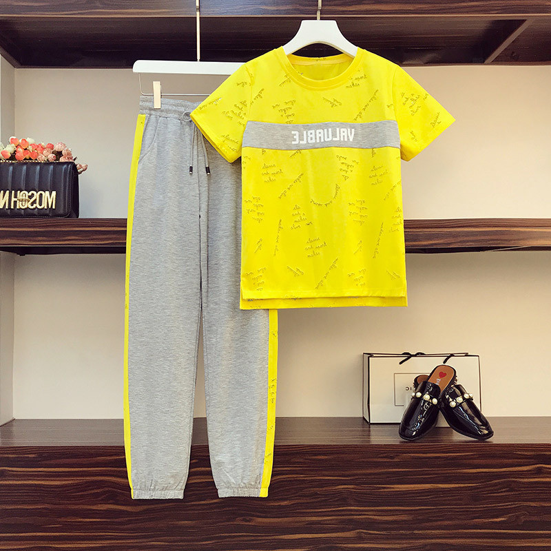 2 Pcs/Set Korean Ladies Casual Fashion Sportswear Women Student Set Wear Loose Sweatshirt + Sweatpan