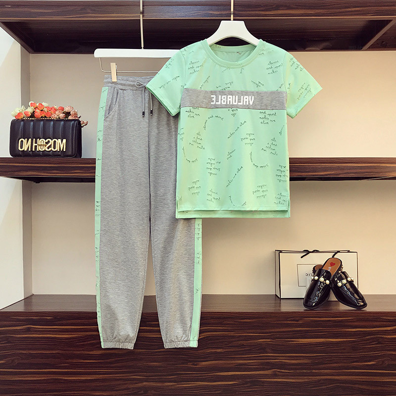2 Pcs/Set Korean Ladies Casual Fashion Sportswear Women Student Set Wear Loose Sweatshirt + Sweatpan