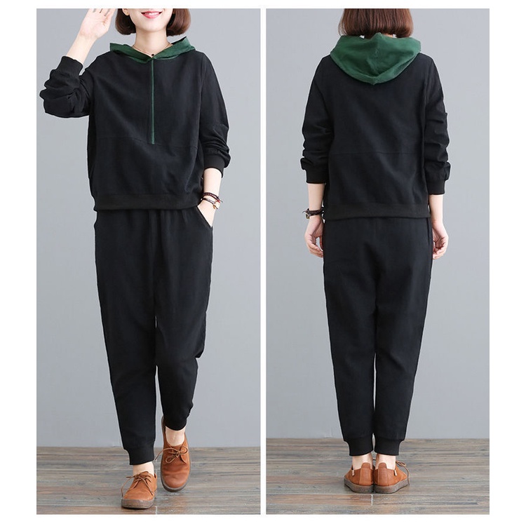 Women's Sports Wear Fashion Casual Set Plus Size Korean Style Women Clothes Lady Tracksuit Top and B