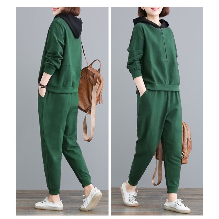 Women's Sports Wear Fashion Casual Set Plus Size Korean Style Women Clothes Lady Tracksuit Top and B