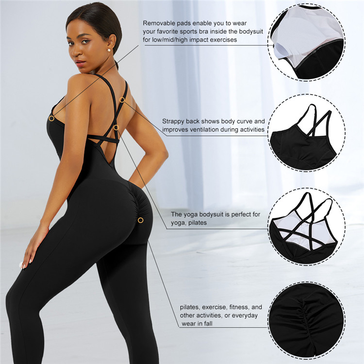 HEXIN Womens Workout Custom Logo Jumpsuit Pants Cl