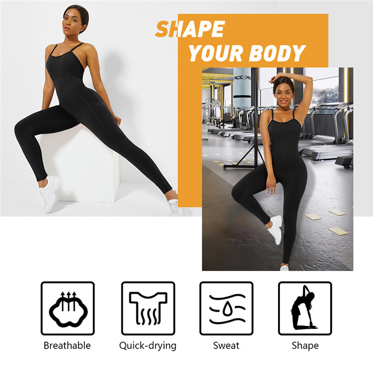 HEXIN Womens Workout Custom Logo Jumpsuit Pants Cl