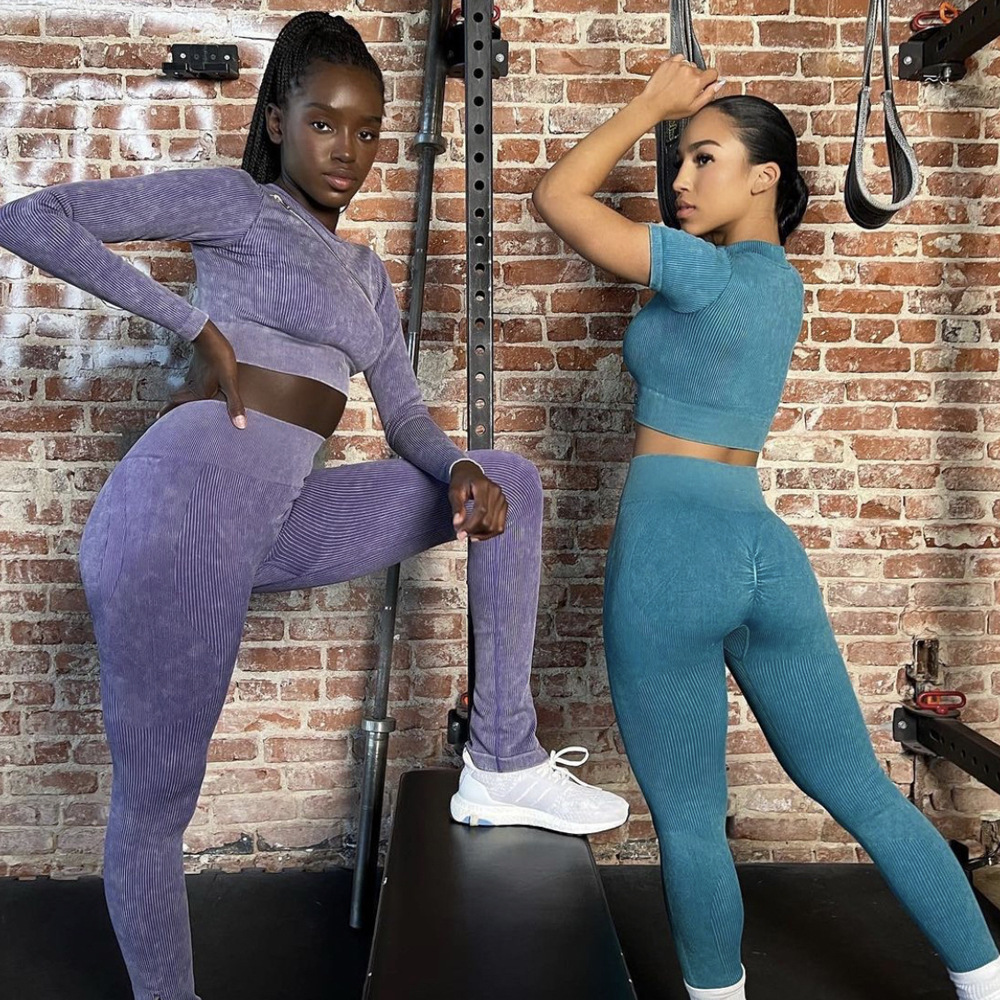 PASUXI Yoga Set Patchwork Gym Clothing Zippered Wo