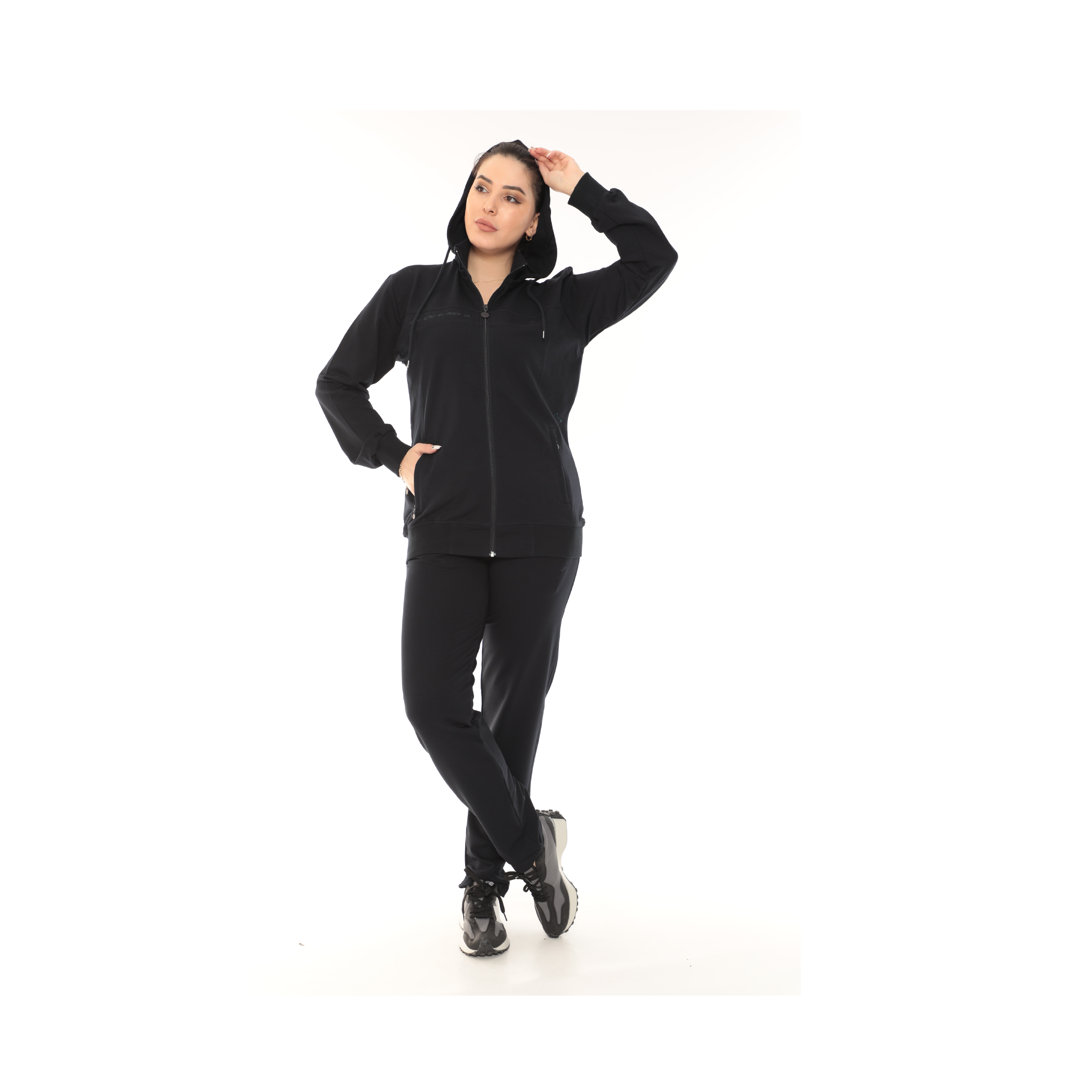 Modern New Customized Cotton Best Quality Sports Tracksuitset Jogger Set Clothes For Women Black Col