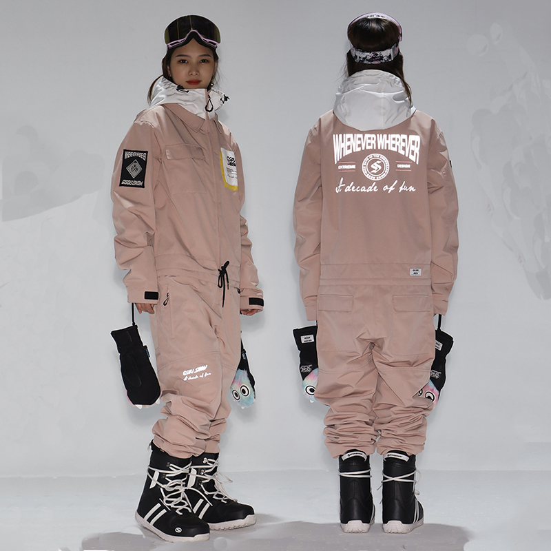 Outdoor Snow Jumpsuits One Piece Ski Overalls Sport Hooded Female Thick Cotton Women Woman Snowsuits