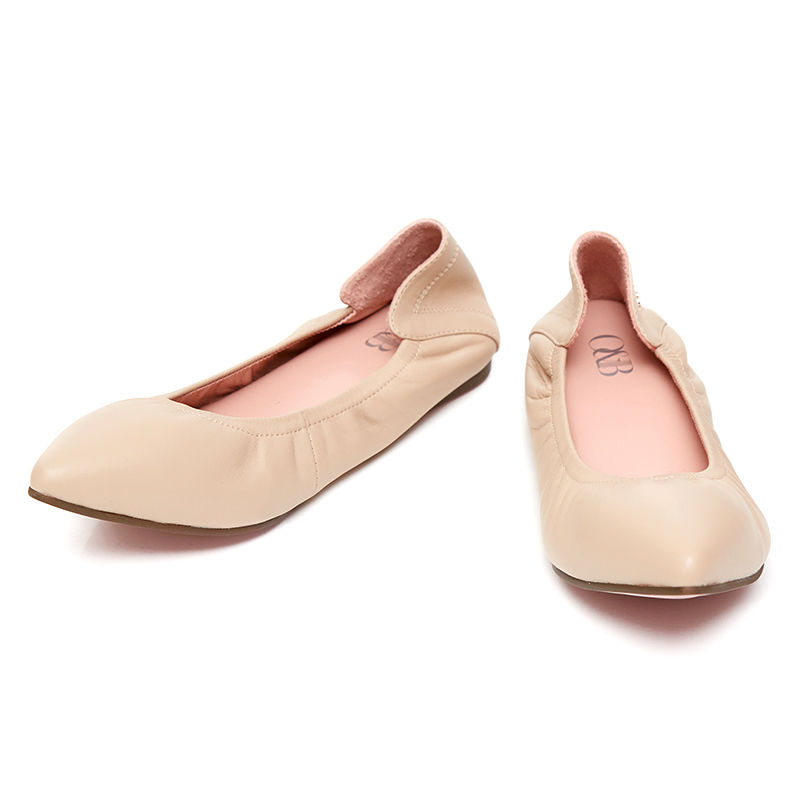 O&B - Hepburn in True Naked  Flat Shoes 100% Lambskin Leather Woman Shoes Soft Comfortable and Beaut