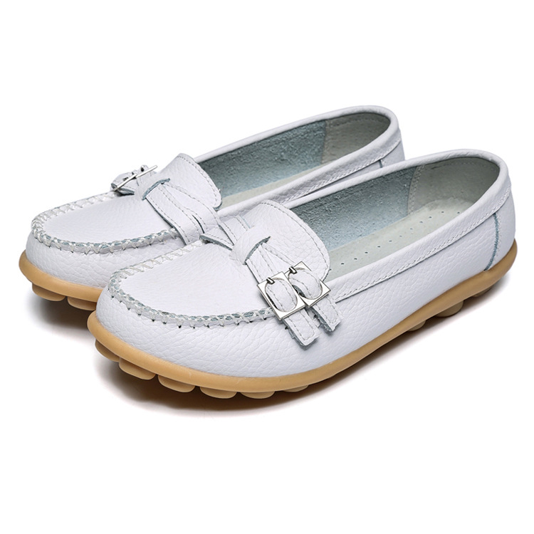 High quality new ladies buckle loafers flat casual