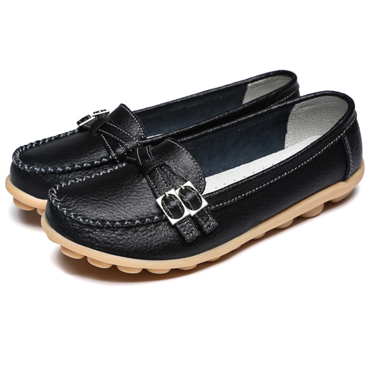 High quality new ladies buckle loafers flat casual