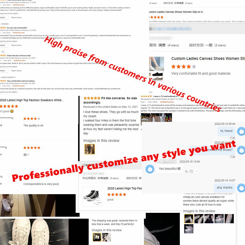 Wholesale Women's Canvas Trendy Shoes Custom White