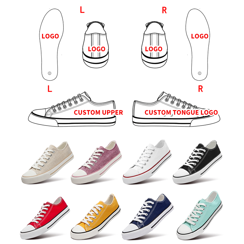 Wholesale Women's Canvas Trendy Shoes Custom White