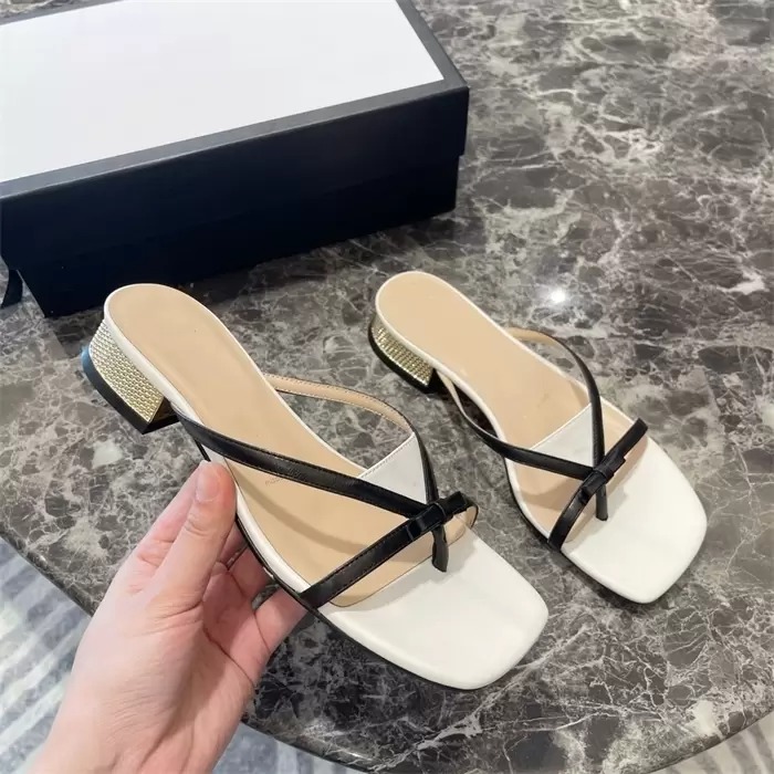 2022 summer sandals bow sweet leather mixed color slippers luxury designer women's flat shoes