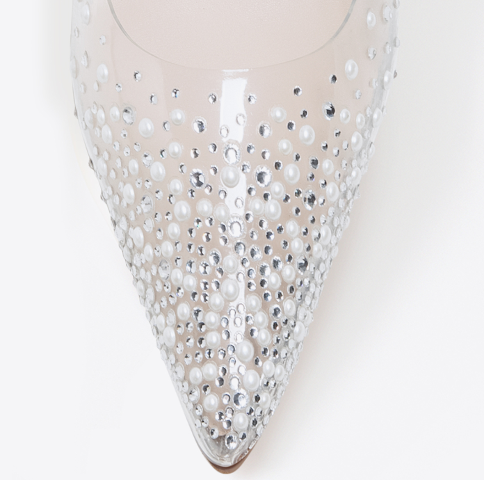 PVC transparent  Point toe  High heel wedding  rhinestones shoes and pumps