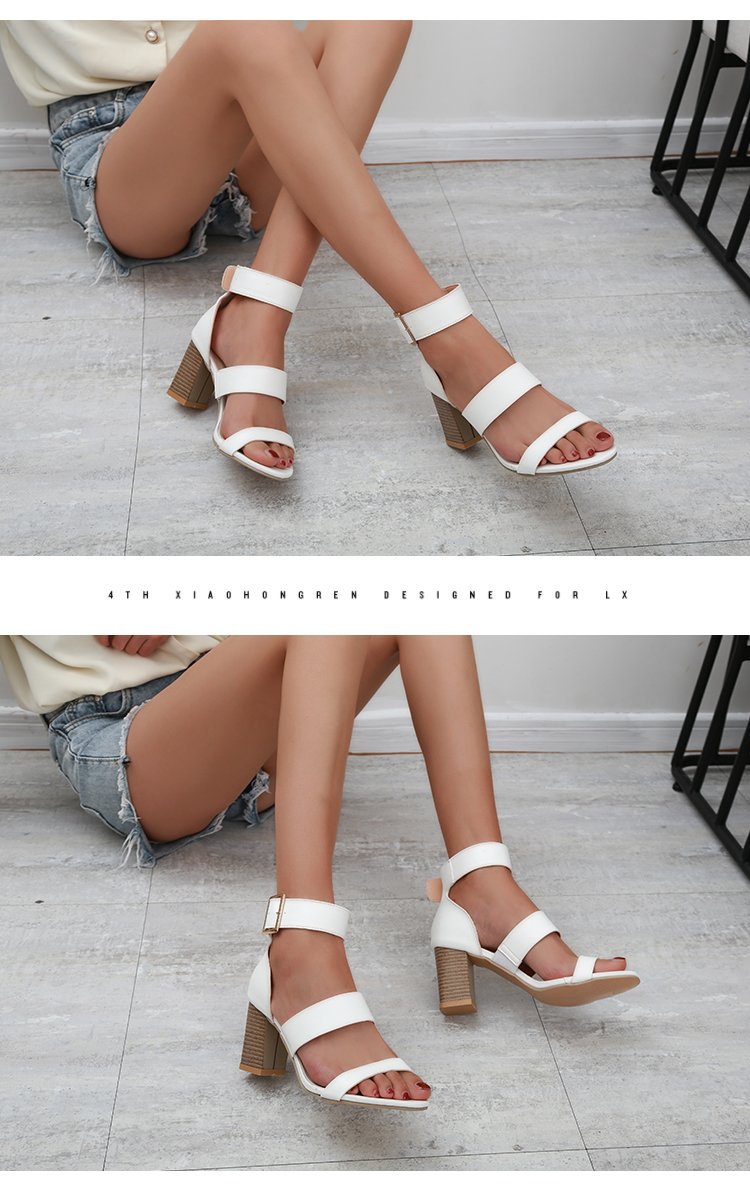 Roman style one-line buckle sandals new open toe h