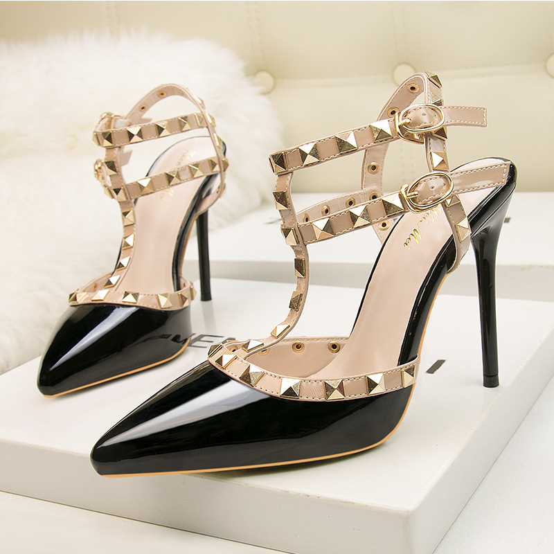 sexy nightclub high heel shiny pu patent leather m