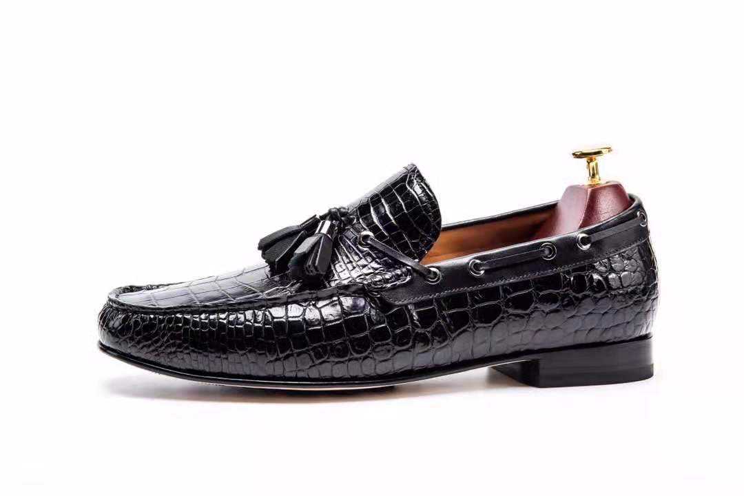 Latest Crocodile Skin Penny Loafers Casual Slip On Dress Shoes Men Genuine Leather Men's Dress Shoes
