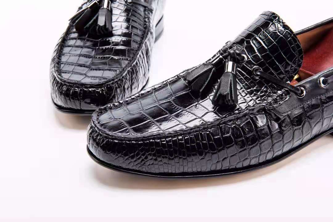 Latest Crocodile Skin Penny Loafers Casual Slip On Dress Shoes Men Genuine Leather Men's Dress Shoes