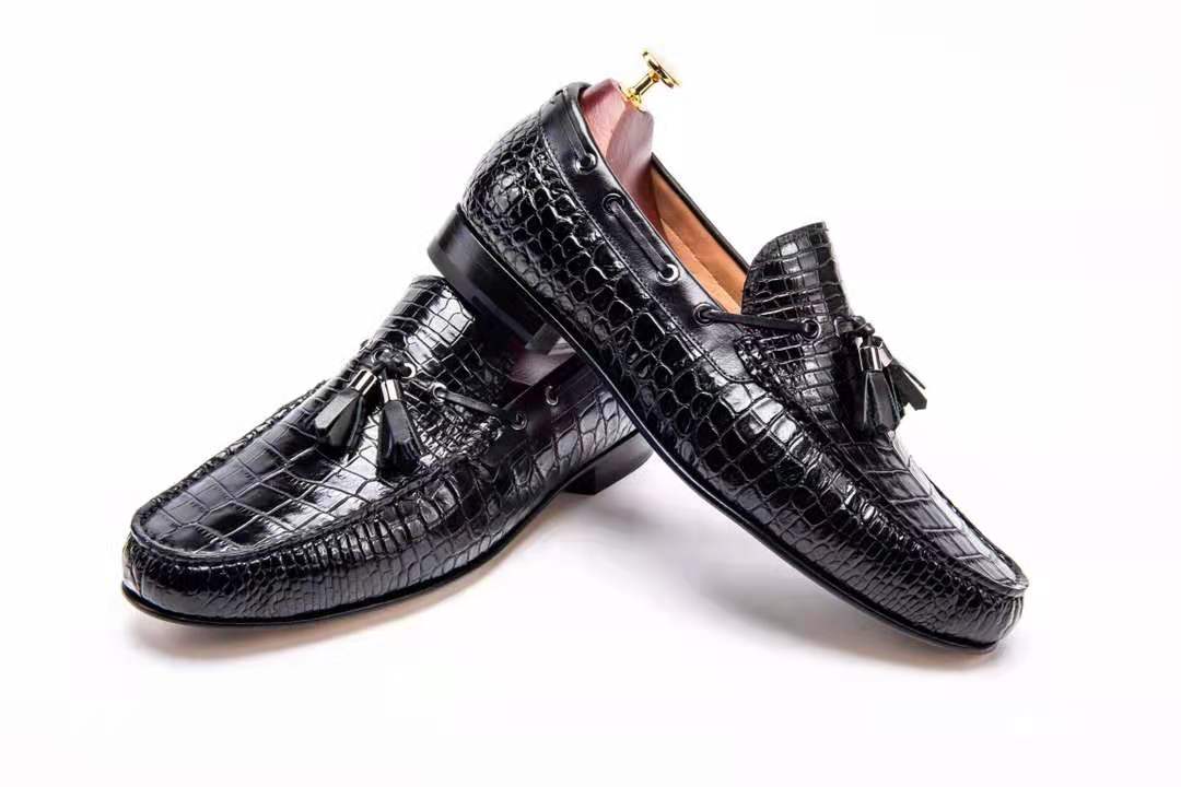 Latest Crocodile Skin Penny Loafers Casual Slip On Dress Shoes Men Genuine Leather Men's Dress Shoes