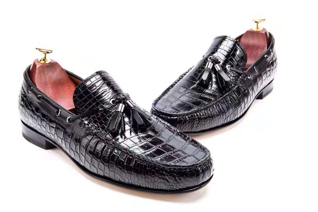 Latest Crocodile Skin Penny Loafers Casual Slip On Dress Shoes Men Genuine Leather Men's Dress Shoes