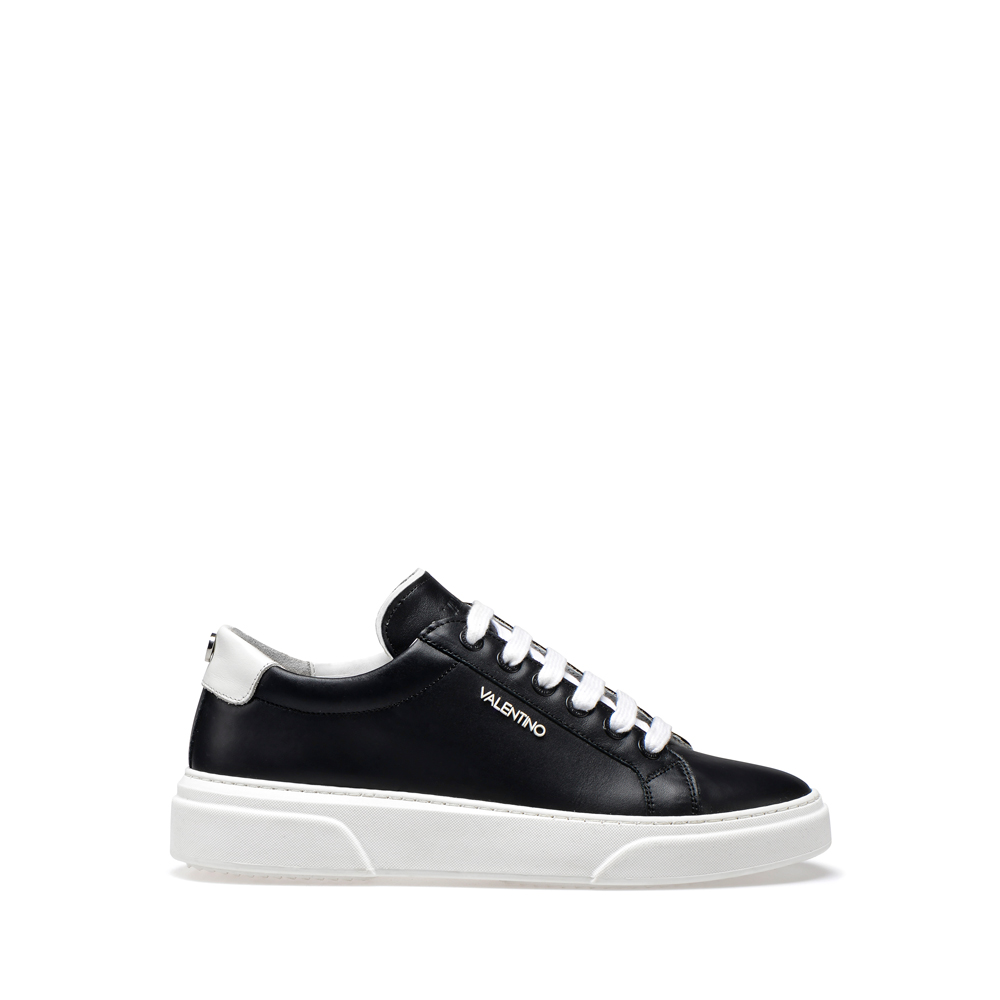 Original Valentino Shoes Fresh and Casual Street Style Lace-up Man Sneakers in Black and White Calf 