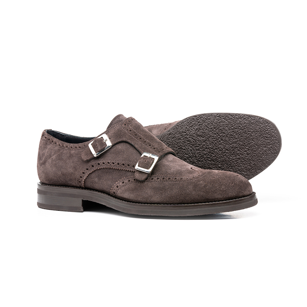 Premium Quality Handmade Italian Men Double Buckle Shoes Genuine Leather For Business