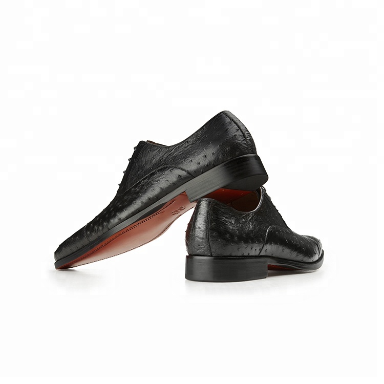 Quality China wholesale market shoe factory genuine leather handmade ostrich skin dress shoes brande