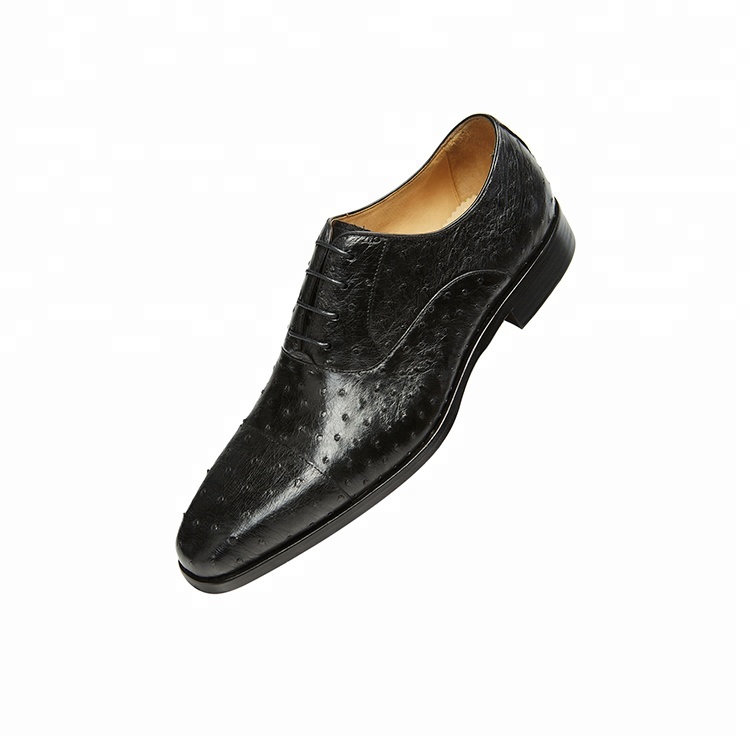 Quality China wholesale market shoe factory genuine leather handmade ostrich skin dress shoes brande