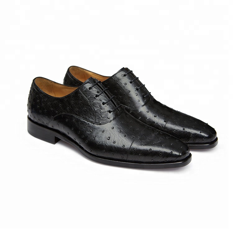 Quality China wholesale market shoe factory genuine leather handmade ostrich skin dress shoes brande