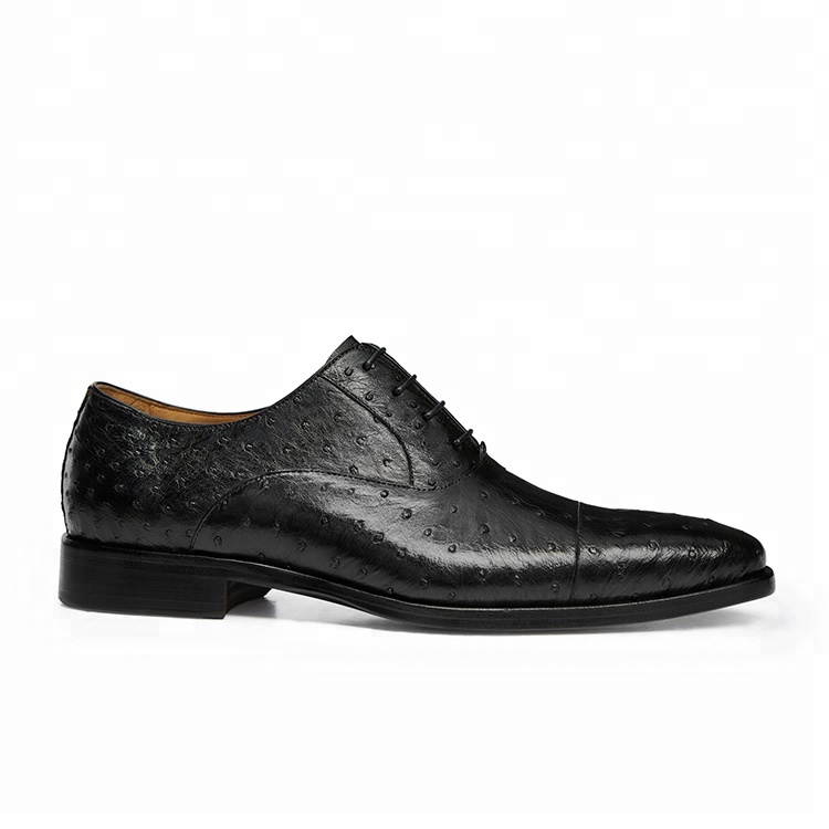 Quality China wholesale market shoe factory genuine leather handmade ostrich skin dress shoes brande