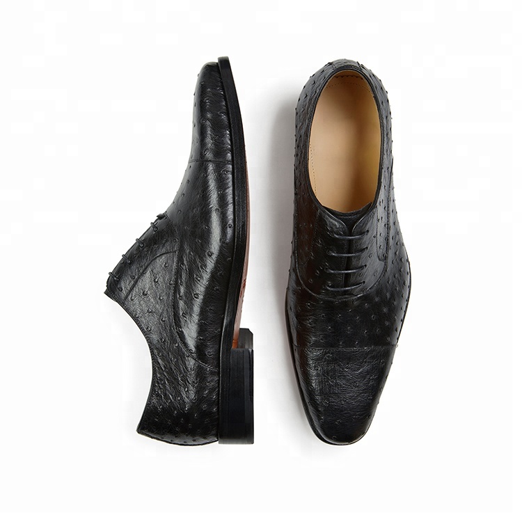Quality China wholesale market shoe factory genuine leather handmade ostrich skin dress shoes brande