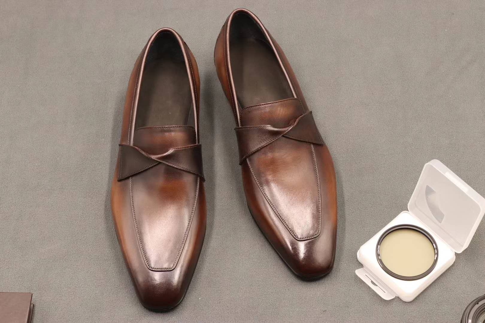 MTM Men goodyear shoes, handmade brown color men shoes