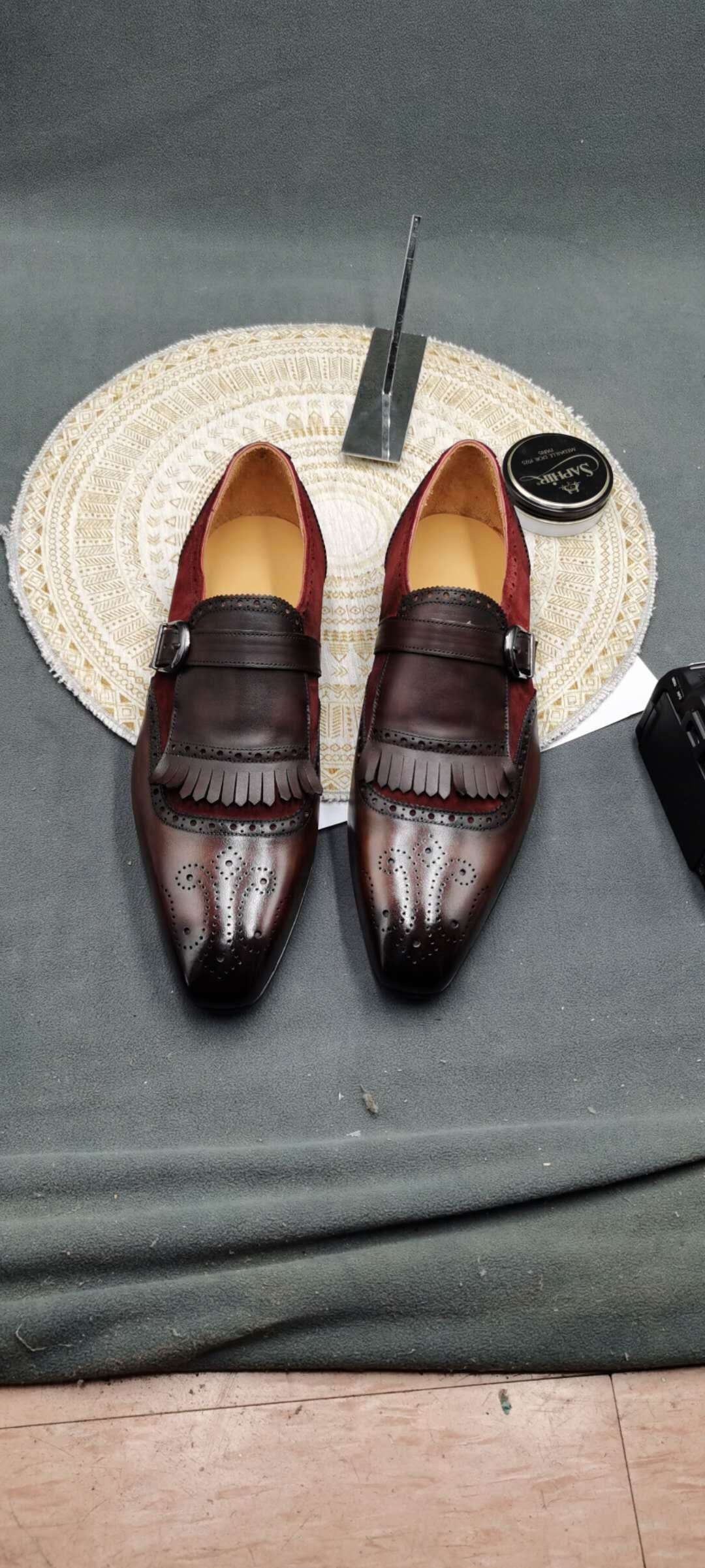MTM Men goodyear shoes, handmade brown color men shoes