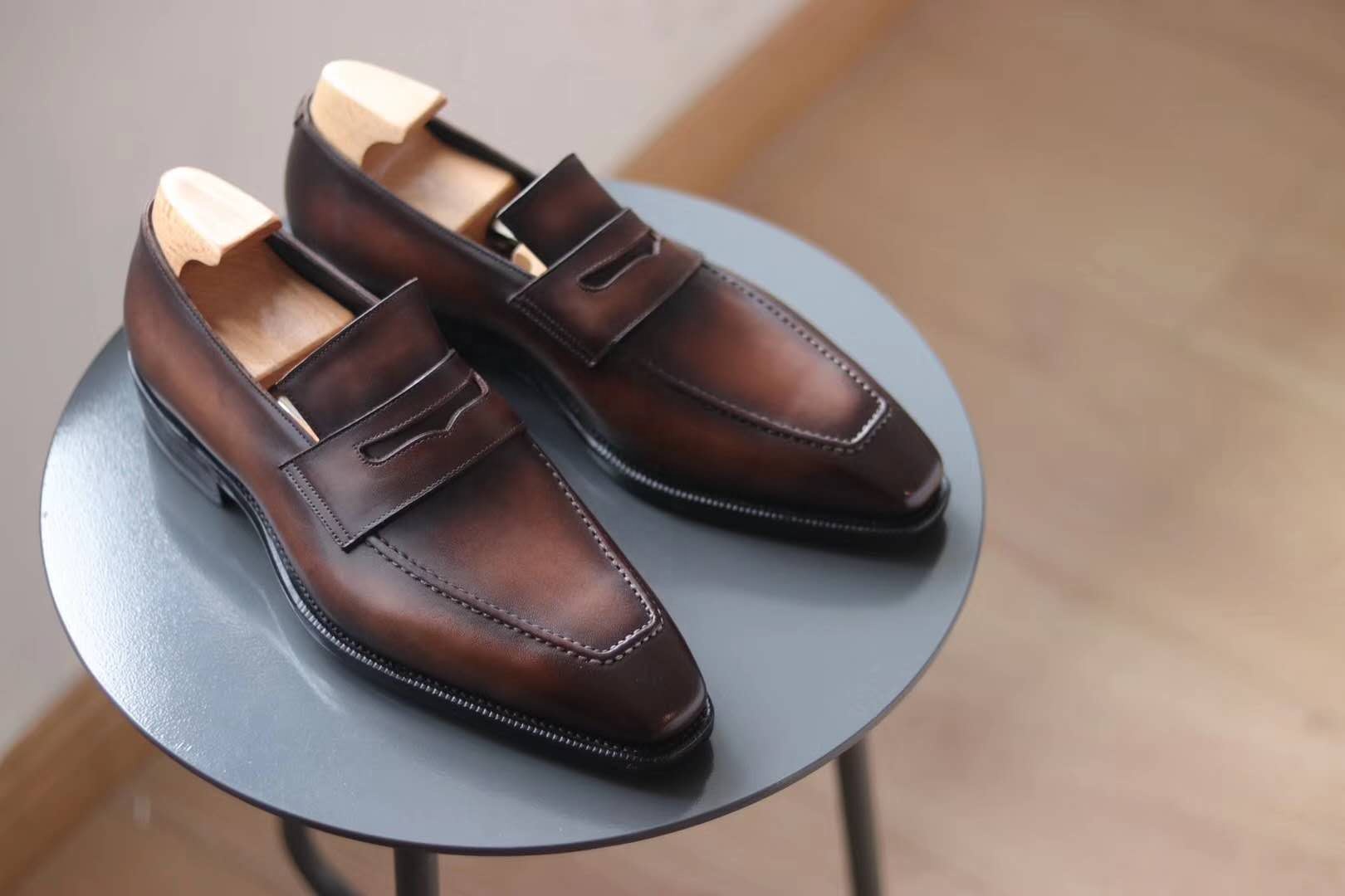 MTM Men goodyear shoes, handmade brown color men shoes