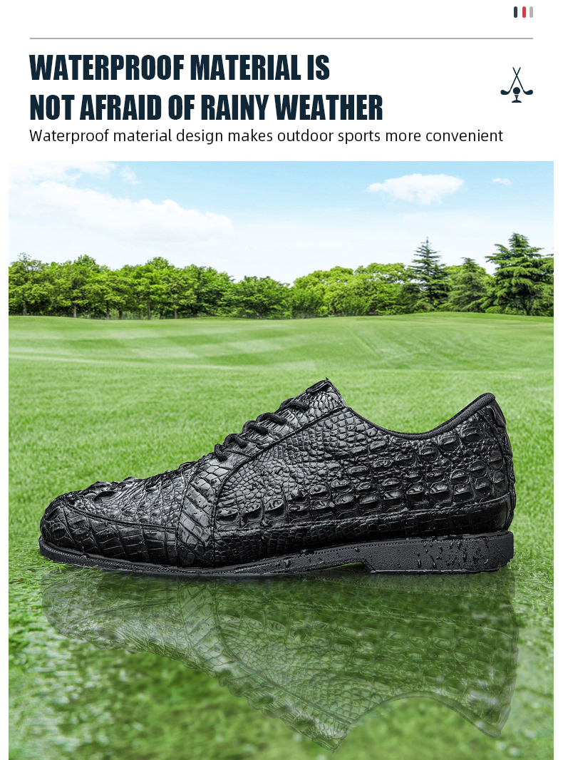 High Quality Men Professional Full Waterproof Golf Shoes Alligator Crocodile Genuine Leather Golf Sh