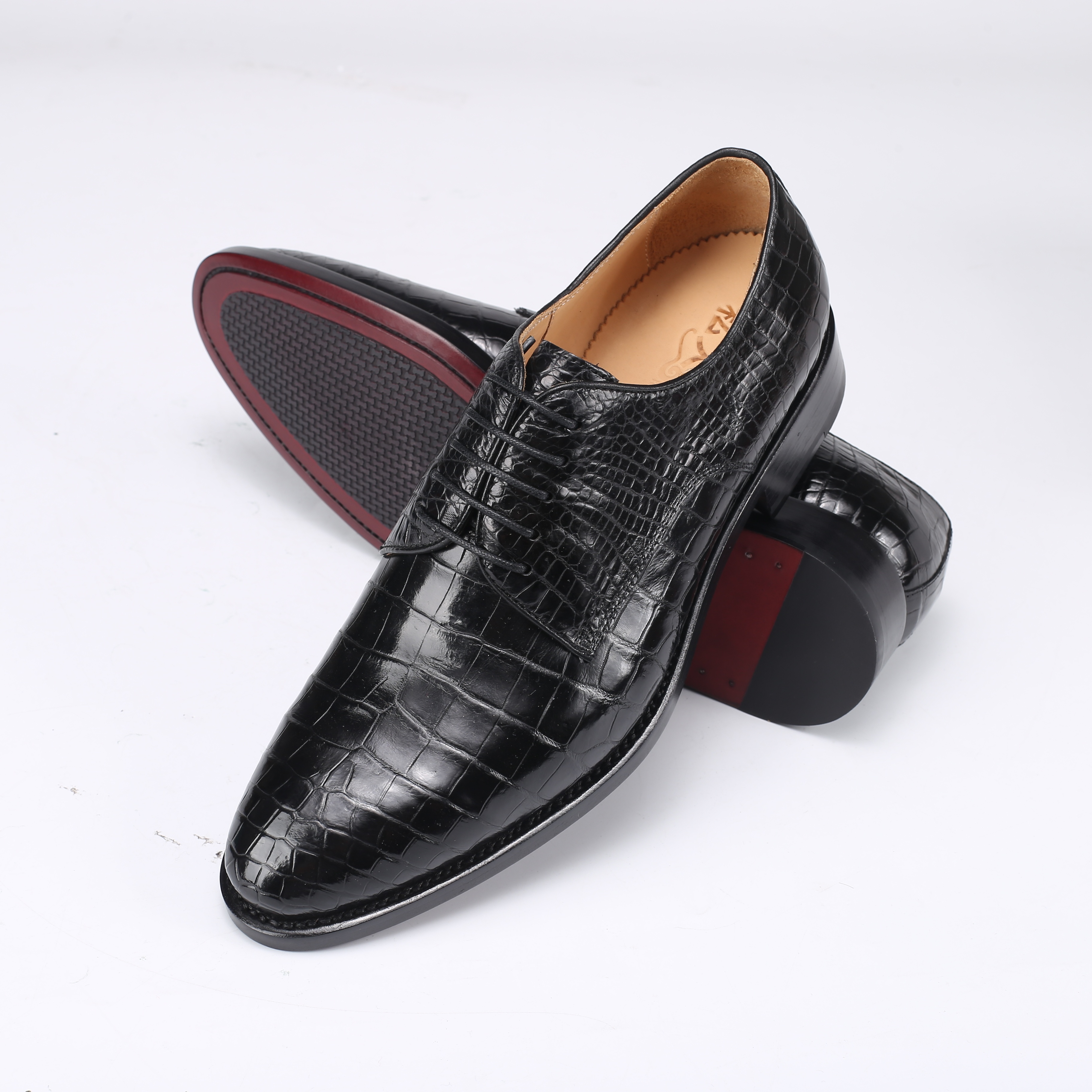 Customized logo nice italian style crocodile shoes men's business shoes alligator shoes for real