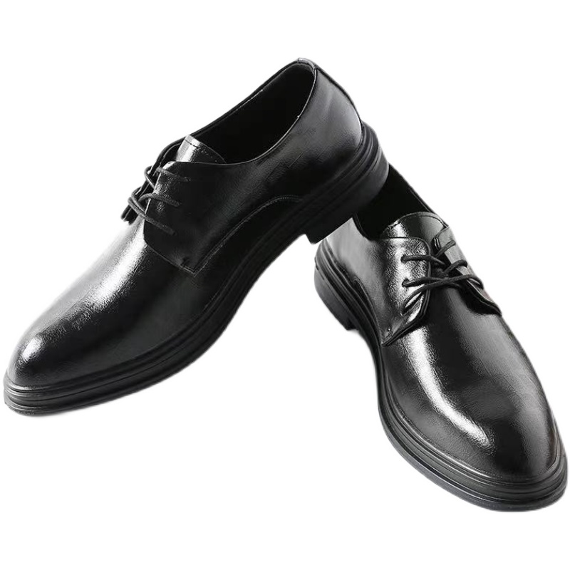 Black all-match lace-up men's leather shoes busine