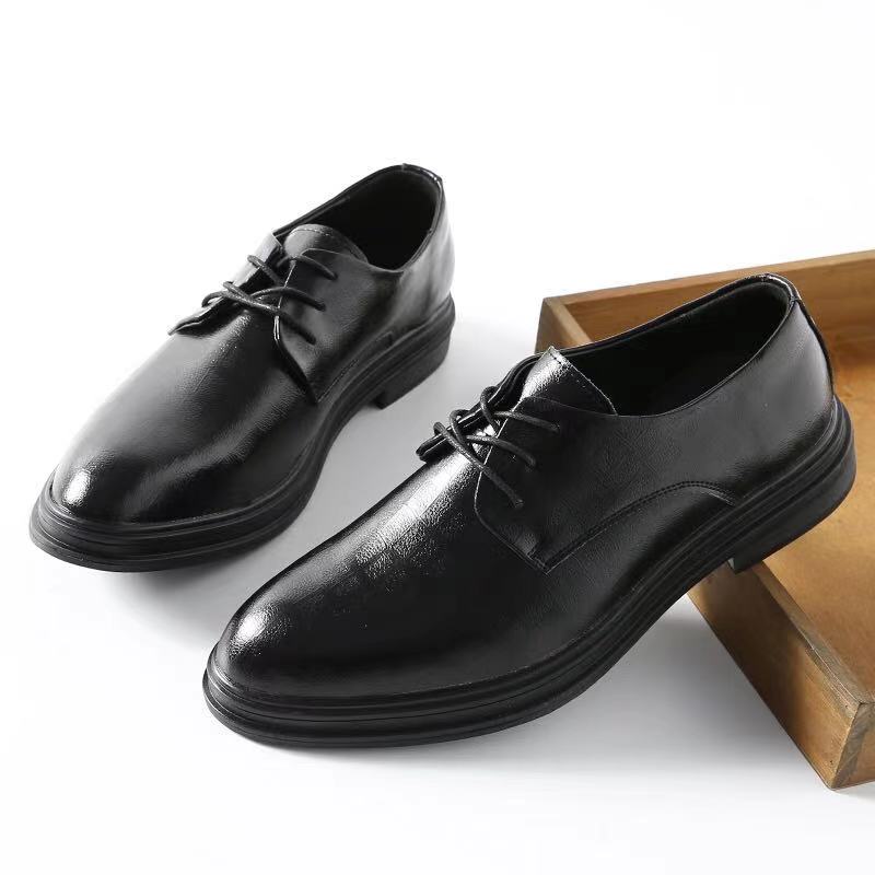 Black all-match lace-up men's leather shoes busine