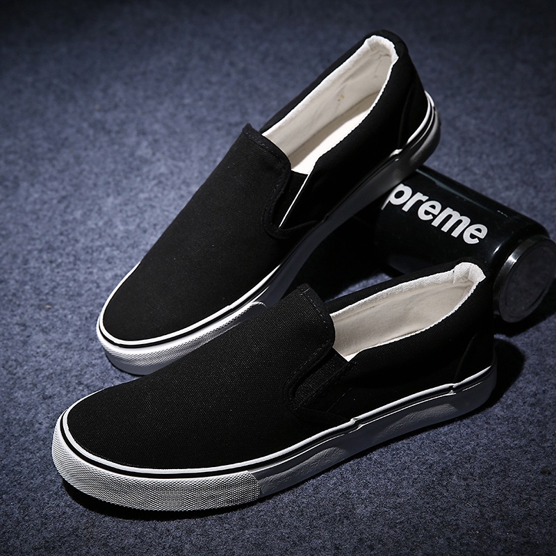 Low moq slip on blank black white sneakers breatha
