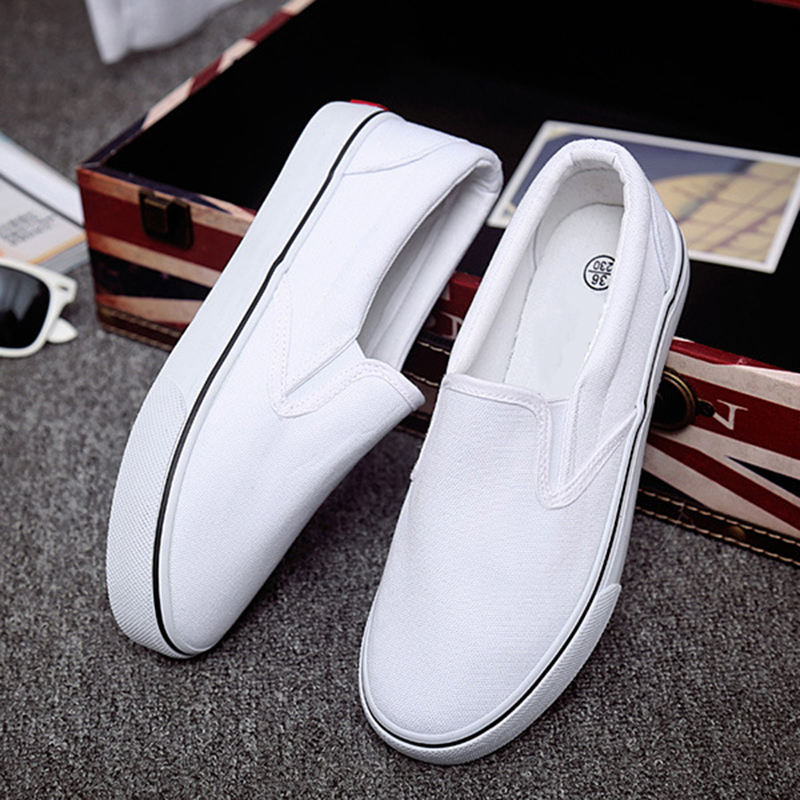 Low moq slip on blank black white sneakers breatha