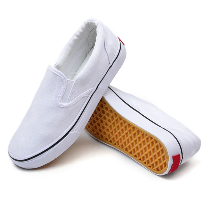 Low moq slip on blank black white sneakers breatha